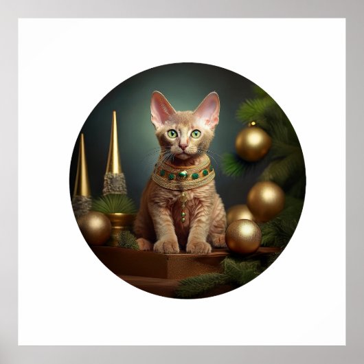Peterbald kitten in de kerstsfeer poster (Voorkant)