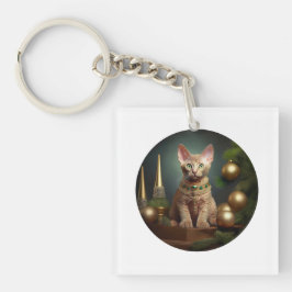 Peterbald kitten in de kerstsfeer sleutelhanger