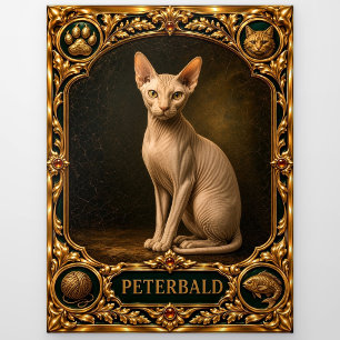 Peterbald, met juwelen versierde erfstuk kunst briefkaart