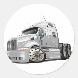 Peterbilt White Truck Ronde Sticker