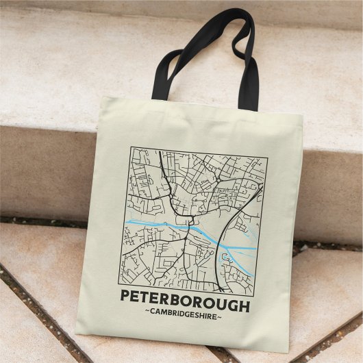 Peterborough, Cambridgeshire Stad Kaart Boodschapp Tote Bag