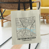 Peterborough, Cambridgeshire Stad Kaart Boodschapp Tote Bag