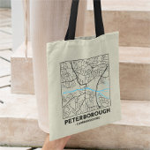 Peterborough, Cambridgeshire Stad Kaart Boodschapp Tote Bag