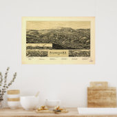 Peterborough New Hampshire 1886 Antiek Panorama Poster (Keuken)