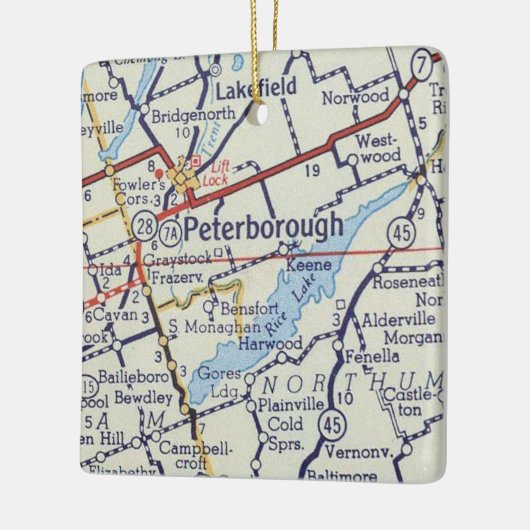 Peterborough ON Map Keramisch Ornament (Links)