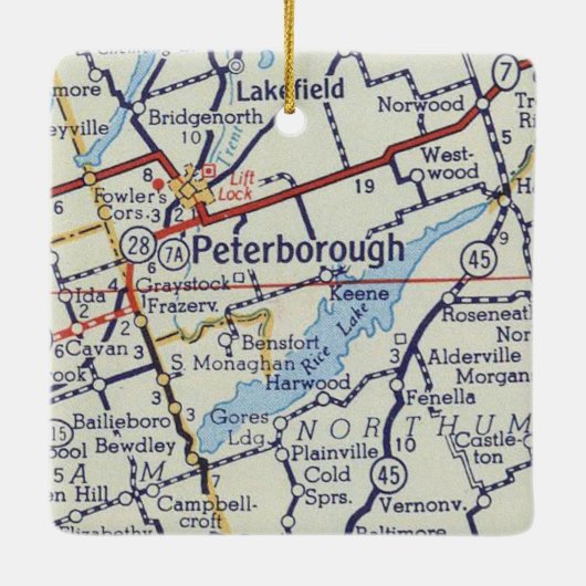 Peterborough ON  Map Keramisch Ornament (Achterkant)
