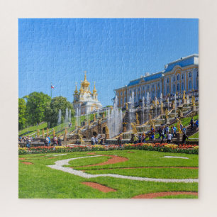 Peterhof Palace en Grand Cascade van de fonteinen Legpuzzel