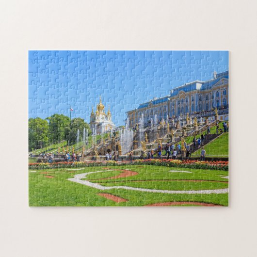Peterhof Palace en Grand Cascade van de fonteinen Legpuzzel (Horizontaal)