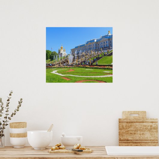 Peterhof Palace en Grand Cascade van de fonteinen Poster (Keuken)