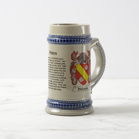 Peters Family Coat of Arms Stein Bierpul (Voorkant rechts)