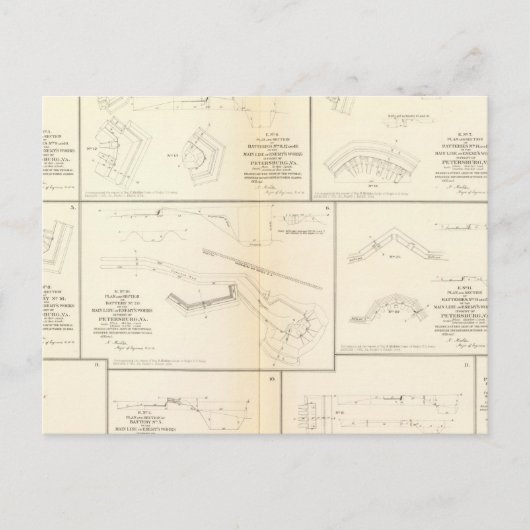 Petersburg, Va-batterijen, beleg Briefkaart (Voorkant)