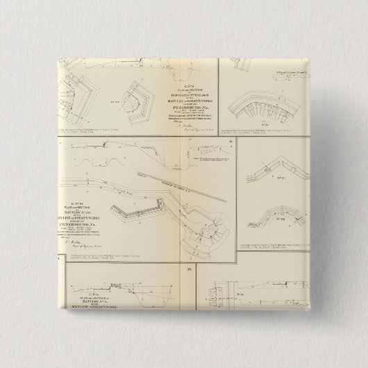 Petersburg, Va-batterijen, beleg Vierkante Button 5,1 Cm (Voorkant)