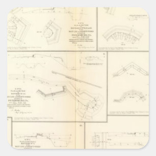 Petersburg, Va-batterijen, beleg Vierkante Sticker