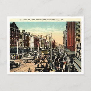 Petersburg VA, Sycamore St Uitzicht, jaren 1920 Vi Briefkaart