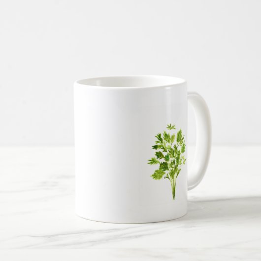 Peterselie kruiden Groene groene rustige waterverf Koffiemok (Voorkant rechts)