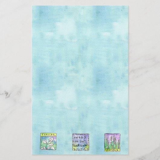 Peterselie Kruiden Tuin Illustratie Blauwe Waterve Briefpapier (Voorkant)