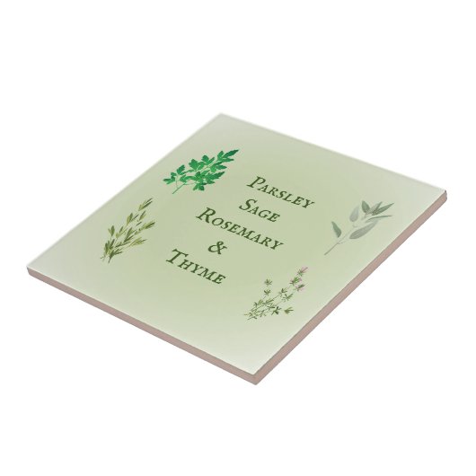 Peterselie Sage Rosemary Thyme Herbal Ceramic Tege Tegeltje (Zijkant)