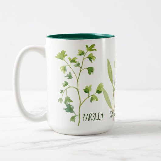 Petersely Sage Rosemary & Thyme Tall Tweekleurige Koffiemok (Links)