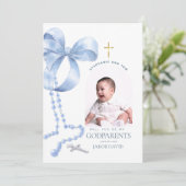 Petersoom Voorstel, Blauwe Strik & Rozenkrans Kaar Kaart (Staand voorkant)