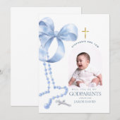 Petersoom Voorstel, Blauwe Strik & Rozenkrans Kaar Kaart (Voorkant / Achterkant)