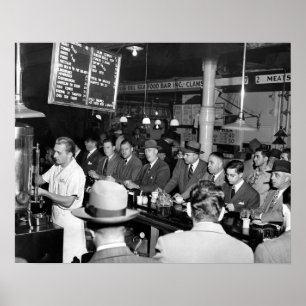 Pete's Lunch Counter, 1950. Antieke foto Poster