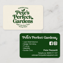 Pete's Perfecte Tuinen - Visitekaartje