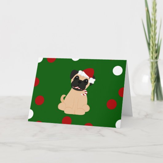 Peticularfashions.com Pug van Kerstmis Feestdagen Kaart (Voorkant)