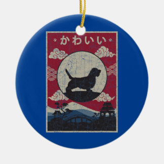 Petit Basset Griffon Vendeen Japans design Keramisch Ornament