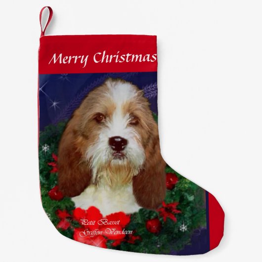 Petit Basset Griffon Vendeen Kerstmis Kleine Kerstsok (Voorkant)