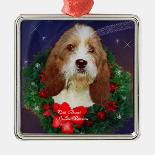 Petit Basset Griffon Vendeen kerstversier Metalen Ornament (Voorkant)
