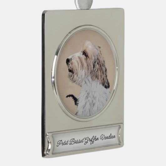 Petit Basset Griffon Vendéen Painting - Dog Art Si Verzilverd Banner Ornament (Rechts)