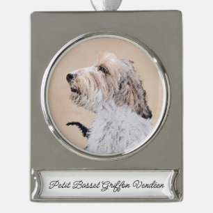Petit Basset Griffon Vendéen Painting - Dog Art Si Verzilverd Banner Ornament