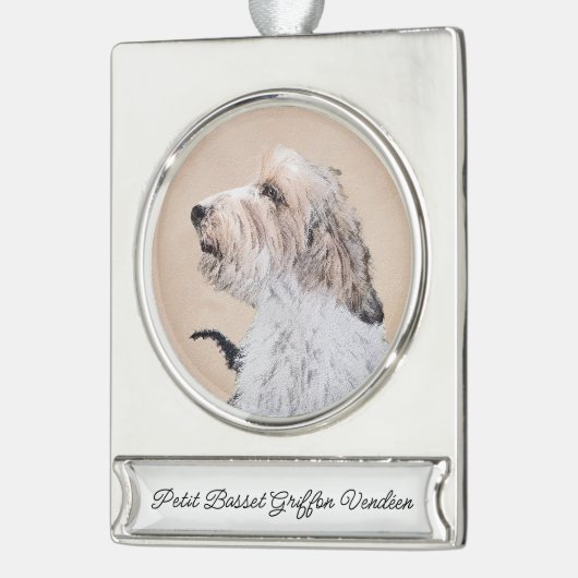 Petit Basset Griffon Vendéen Painting - Dog Art Si Verzilverd Banner Ornament (Links)