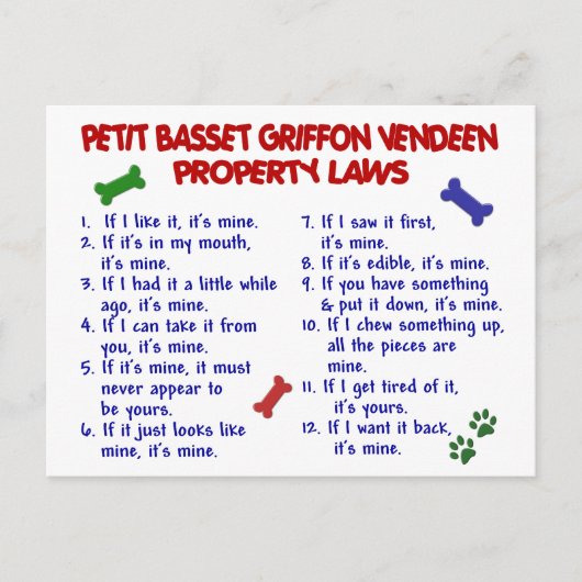 PETIT BASSET GRIFFON VENDEEN Property Law 2 Briefkaart (Voorkant)