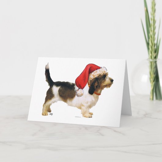 Petit Basset Griffon Vendeen Santa's Helper Feestdagen Kaart (Voorkant)
