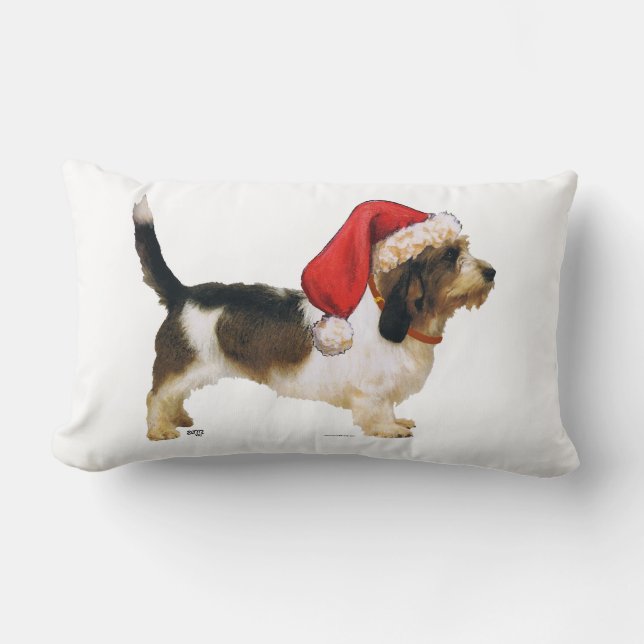 Petit Basset Griffon Vendeen Santa's Helper Kussen (Voorkant)