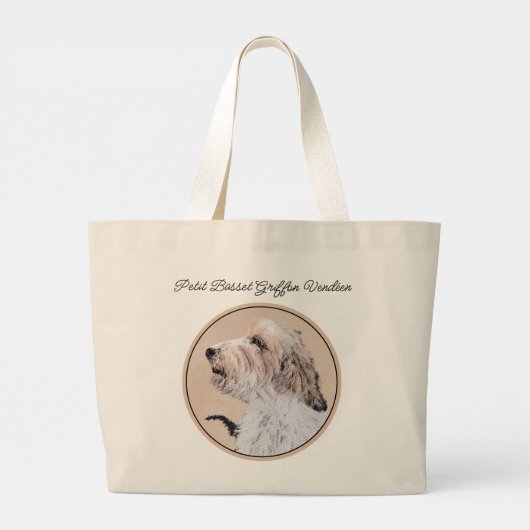 Petit Basset Griffon Vendéen Schilderij PBGV Dog A Grote Tote Bag (Achterkant)