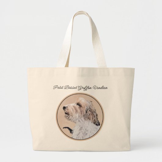 Petit Basset Griffon Vendéen Schilderij PBGV Dog A Grote Tote Bag (Voorkant)