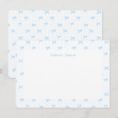 Petit Blau Whimsical Bows Monogram Notitiekaart (Voorkant / Achterkant)