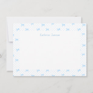 Petit Blau Whimsical Bows Monogram Notitiekaart