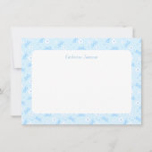Petit Blue Whimsical Bows Daisy Monogram Notecard Bedankkaart (Voorkant)