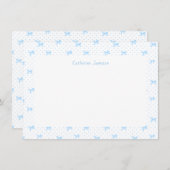 Petit Blue Whimsical Bows Monogram Notecard Bedankkaart (Voorkant / Achterkant)