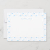 Petit Blue Whimsical Bows Monogram Notecard Bedankkaart (Voorkant)