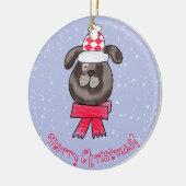 Petit chien de Noël avec une écharpe tricotée Keramisch Ornament (Links)