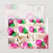 Petit Fours is bedekt met delicate, roze roze roze Briefkaart (Voorkant / Achterkant)