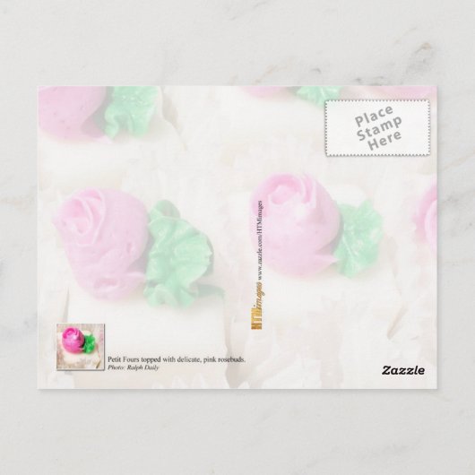 Petit Fours is bedekt met delicate, roze roze roze Briefkaart (Achterkant)