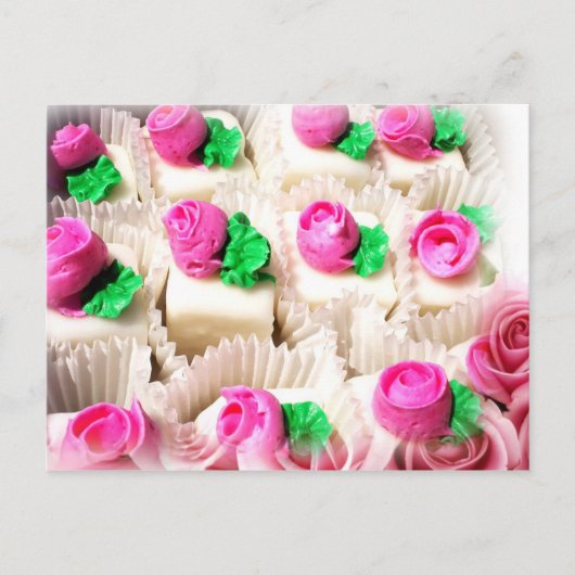 Petit Fours is bedekt met delicate, roze roze roze Briefkaart (Voorkant)