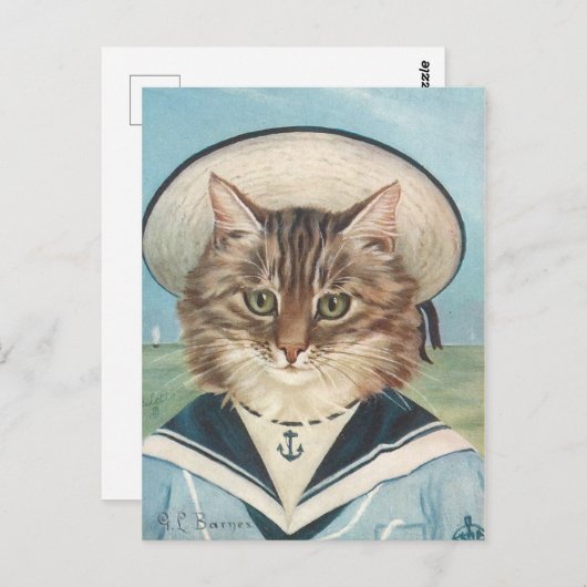 Petit garçon mer chat briefkaart (Voorkant / Achterkant)