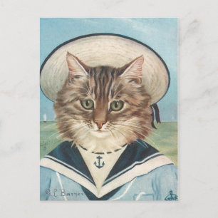 Petit garçon mer chat briefkaart