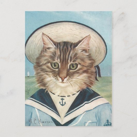 Petit garçon mer chat briefkaart (Voorkant)